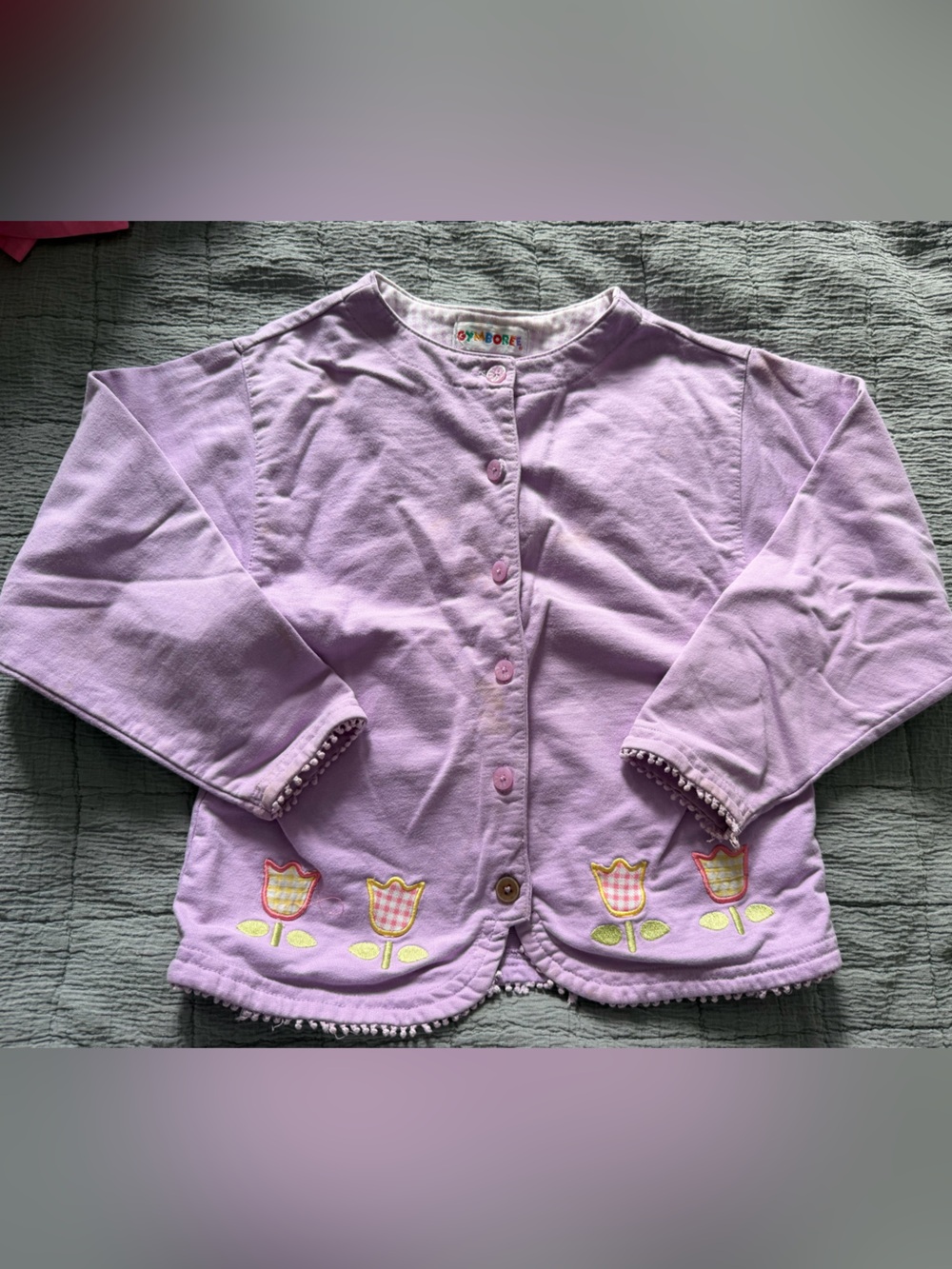 Gymboree Lavender Button-Front Girls' Floral Trim Shirt